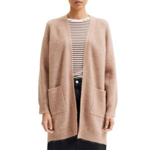Selected Femme Lulu Knit Longline Mid length Cardigan In Amphora Women's Size M